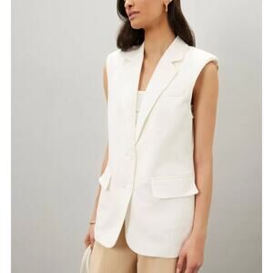 Endless Rose White Linen Blazer Vest SMALL Boxy Oversized Career Suiting $130